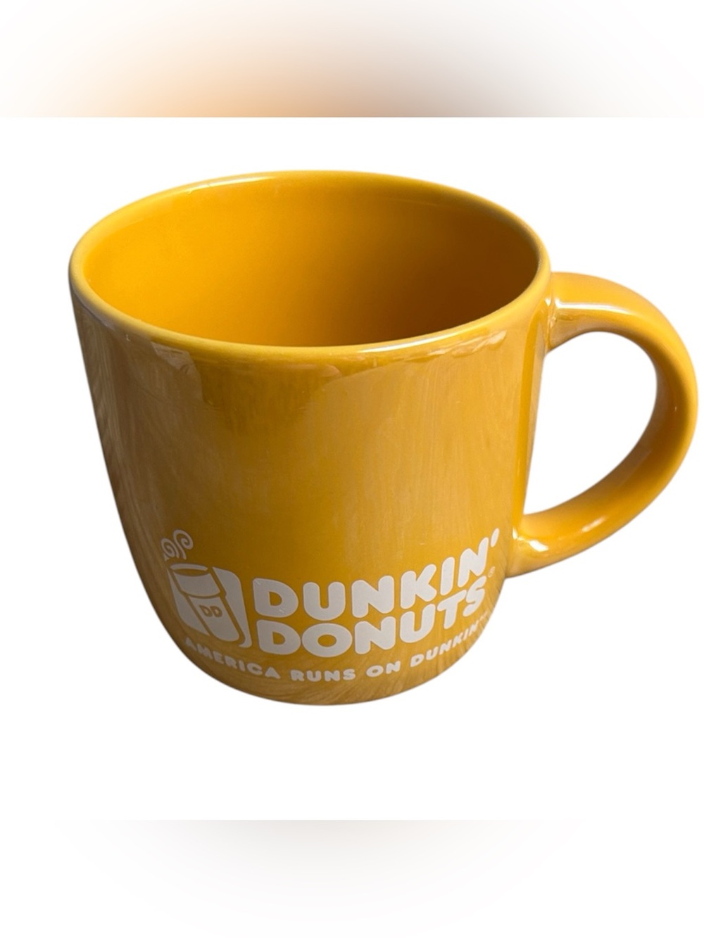 Dunkin Donuts Yellow Gold White Logo 2014 Collectible Ceramic Coffee Mug 14oz